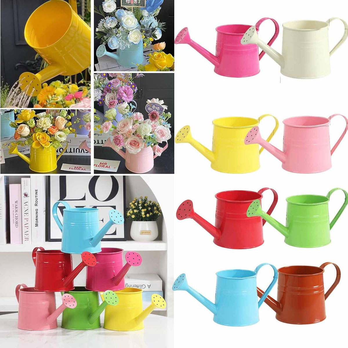 Watering Can Indoor, 1L Garden Watering Can Metal for Flowers, Tinplate Watering Kettle with Long Spout & Ergonomic Handle for Indoor Outdoor Garden Balcony Patio Irrigation (Blue)