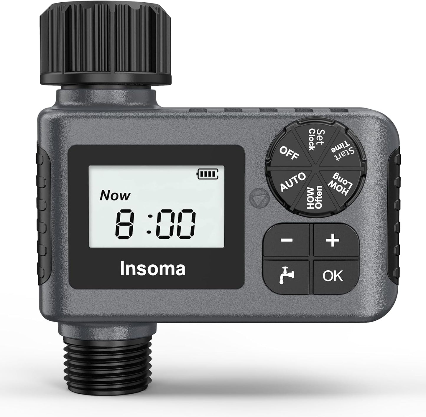 Water Timer with Brass Inlet, 2 Independent Zones Outdoor Hose Timer for Garden Faucet with Auto/Manual/Rain Delay Mode, Sprinkler Irrigation Controller for Yard Lawn