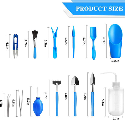 Succulent Tools, Mini Garden Tool Set, Transplanting Tools Set, Succulent Care kit for Succulent Miniature Gardening Plant, Multi, 13 Pcs