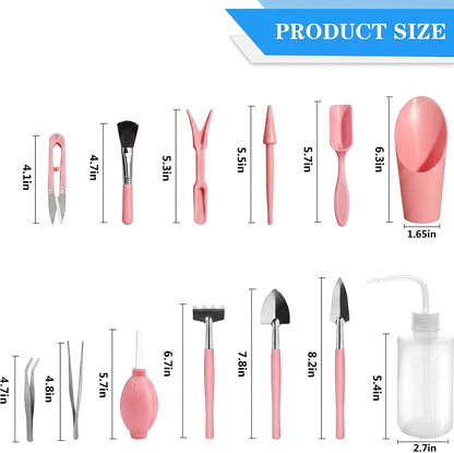 Succulent Tools, Mini Garden Tool Set, Transplanting Tools Set, Succulent Care kit for Succulent Miniature Gardening Plant, Multi, 13 Pcs