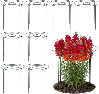 Peony Cages and Supports - 8 Pack Plant Support Ring with 4 Legs
