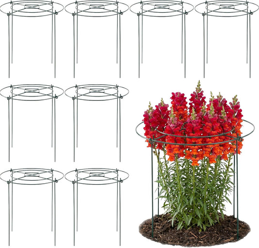 Peony Cages and Supports - 8 Pack Plant Support Ring with 4 Legs