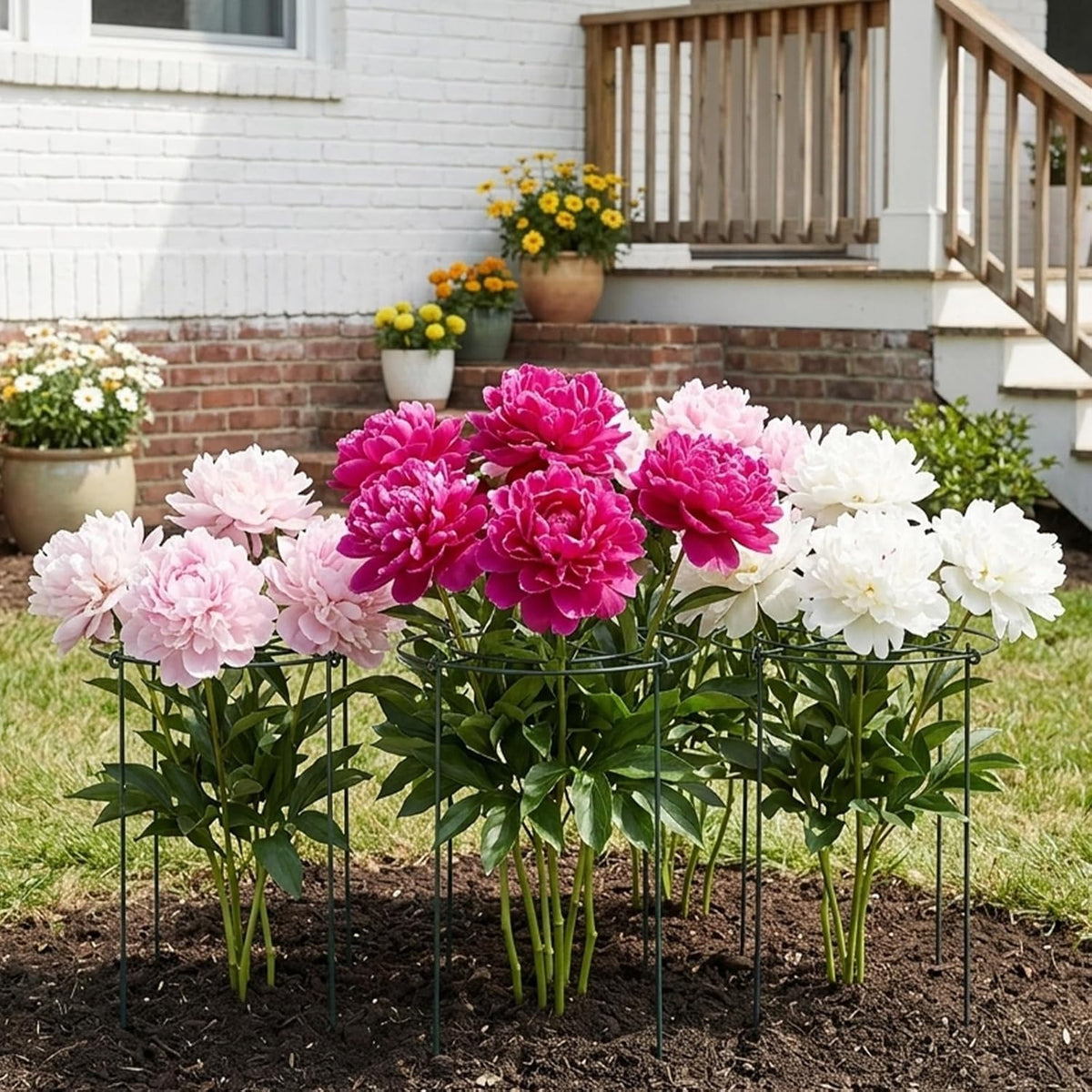 Peony Cages and Supports - 8 Pack Plant Support Ring with 4 Legs
