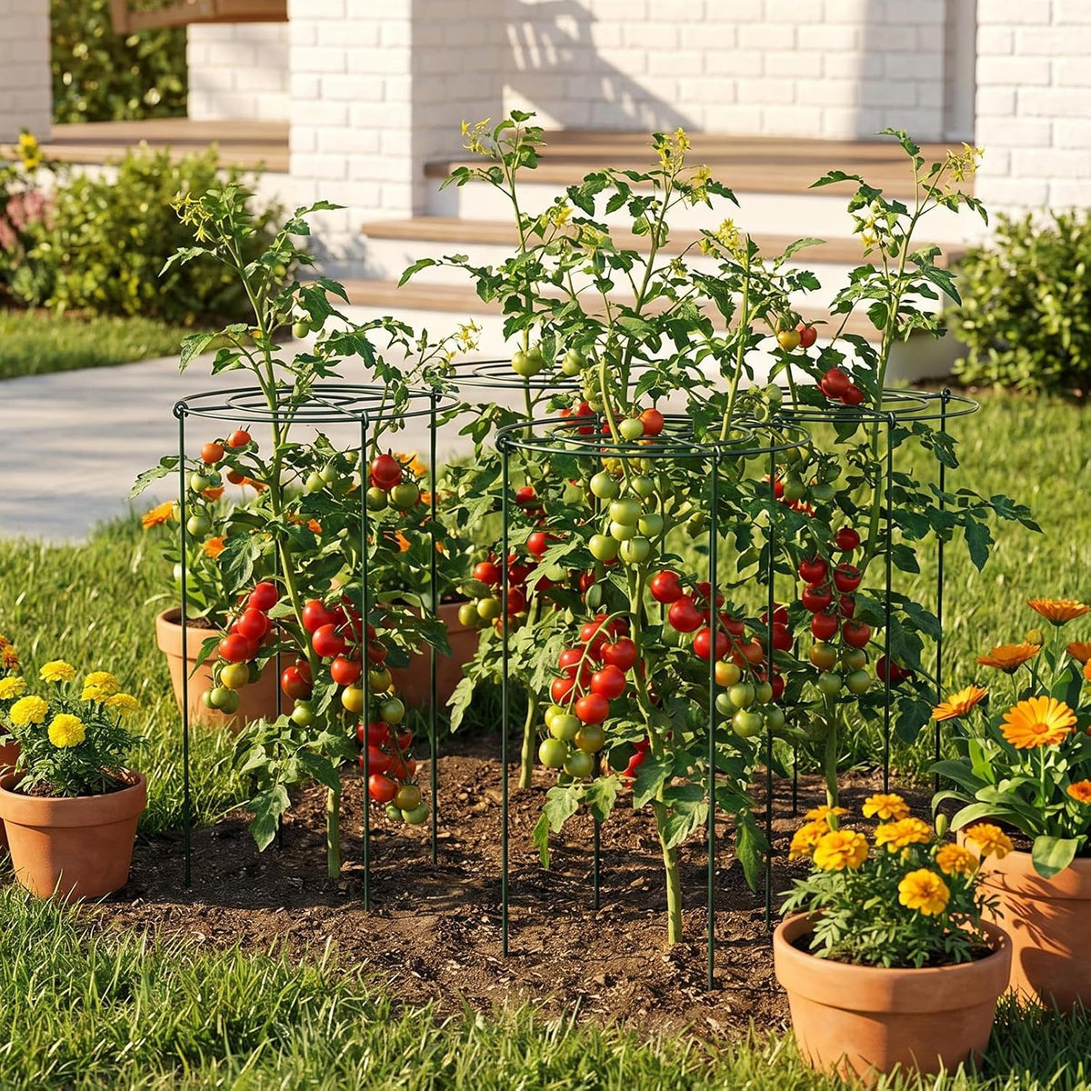Peony Cages and Supports - 8 Pack Plant Support Ring with 4 Legs
