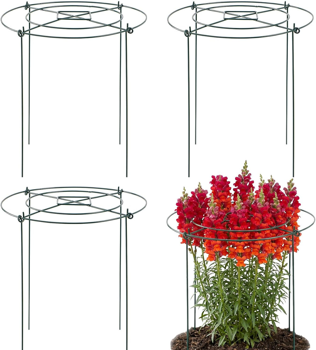 Peony Cages and Supports - 8 Pack Plant Support Ring with 4 Legs