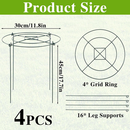 Peony Cages and Supports - 8 Pack Plant Support Ring with 4 Legs
