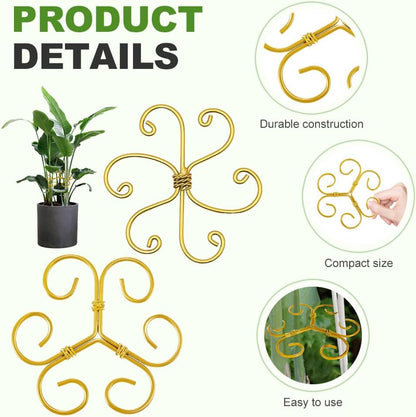 Plant Stem Support Set, 2025 New Reusable Plastic Climbing Plant Support Plant Trellis 3/6 Pcs, Upgrade Climbing Houseplant Support Stakes for Indoor Plants Stem Holder (3, Green)