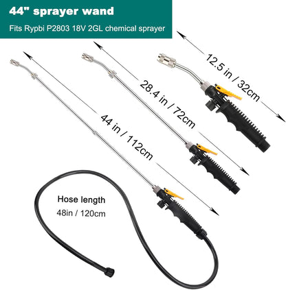 Replacement Sprayer Wand for Ryobi，44" Sprayer Part with Adjustable Nozzle, Trigger Wand & Hose Compatible for P2800, P2803 Sprayer，Suitable for ports with a diameter of 0.7 inches (1.78 cm)