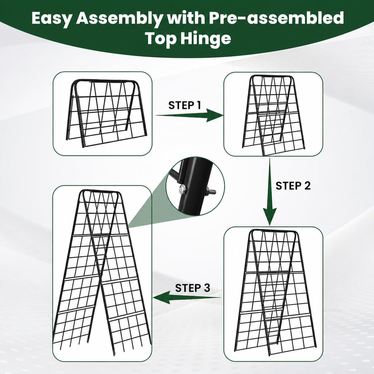 A-Frame Cucumber Trellis for Raised Bed, 50"x 16" Adjustable Heavy Duty Metal Garden Trellis for Climbing Plants Outdoor, Plant Support for Tomatoes Pea Bean Grape Vining Vegetables (2 Pack)