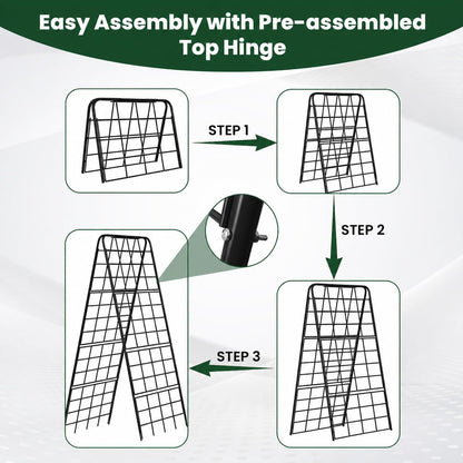 A-Frame Cucumber Trellis for Raised Bed, 50"x 16" Adjustable Heavy Duty Metal Garden Trellis for Climbing Plants Outdoor, Plant Support for Tomatoes Pea Bean Grape Vining Vegetables (2 Pack)