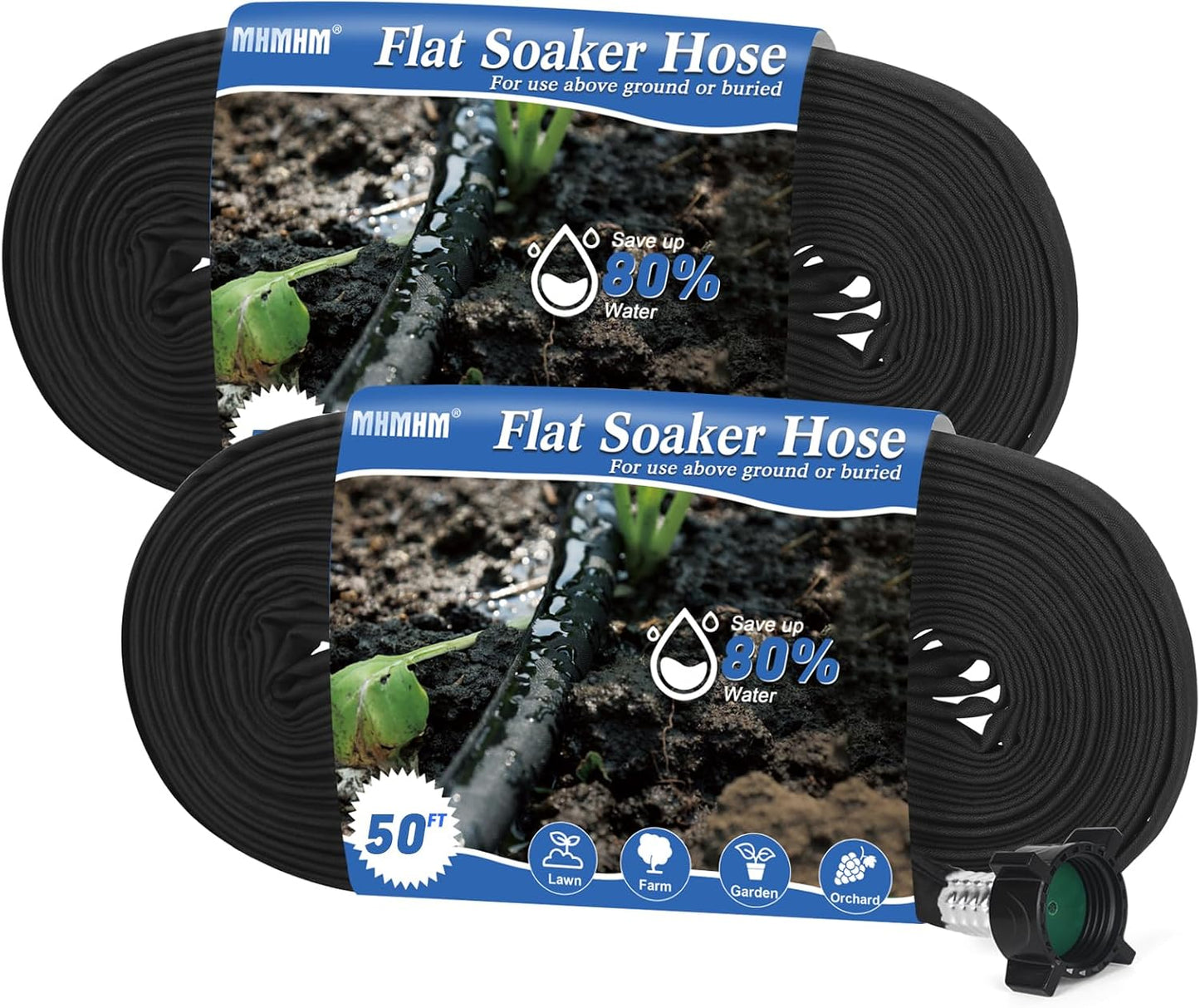 Flat Soaker Hose 15FT Heavy Duty Double Layer Design - Save 80% Water for Garden, Lawn, and Flower Bed Drip Irrigation (15FT)
