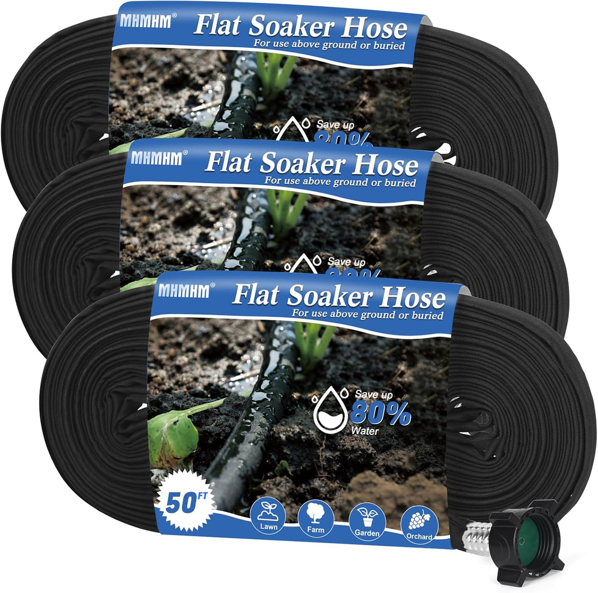 Flat Soaker Hose 15FT Heavy Duty Double Layer Design - Save 80% Water for Garden, Lawn, and Flower Bed Drip Irrigation (15FT)