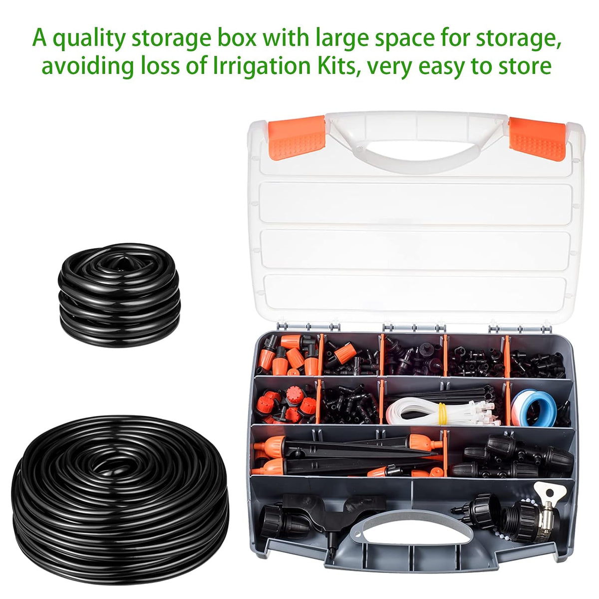 280 Pcs Drip Irrigation Kit, 147FT Garden Watering System 1/2 1/4 in Distribution Tubing Hose Automatic Patio Misting System Micro Automatic Drip Irrigation for Plant Garden Greenhouse Patio Lawn