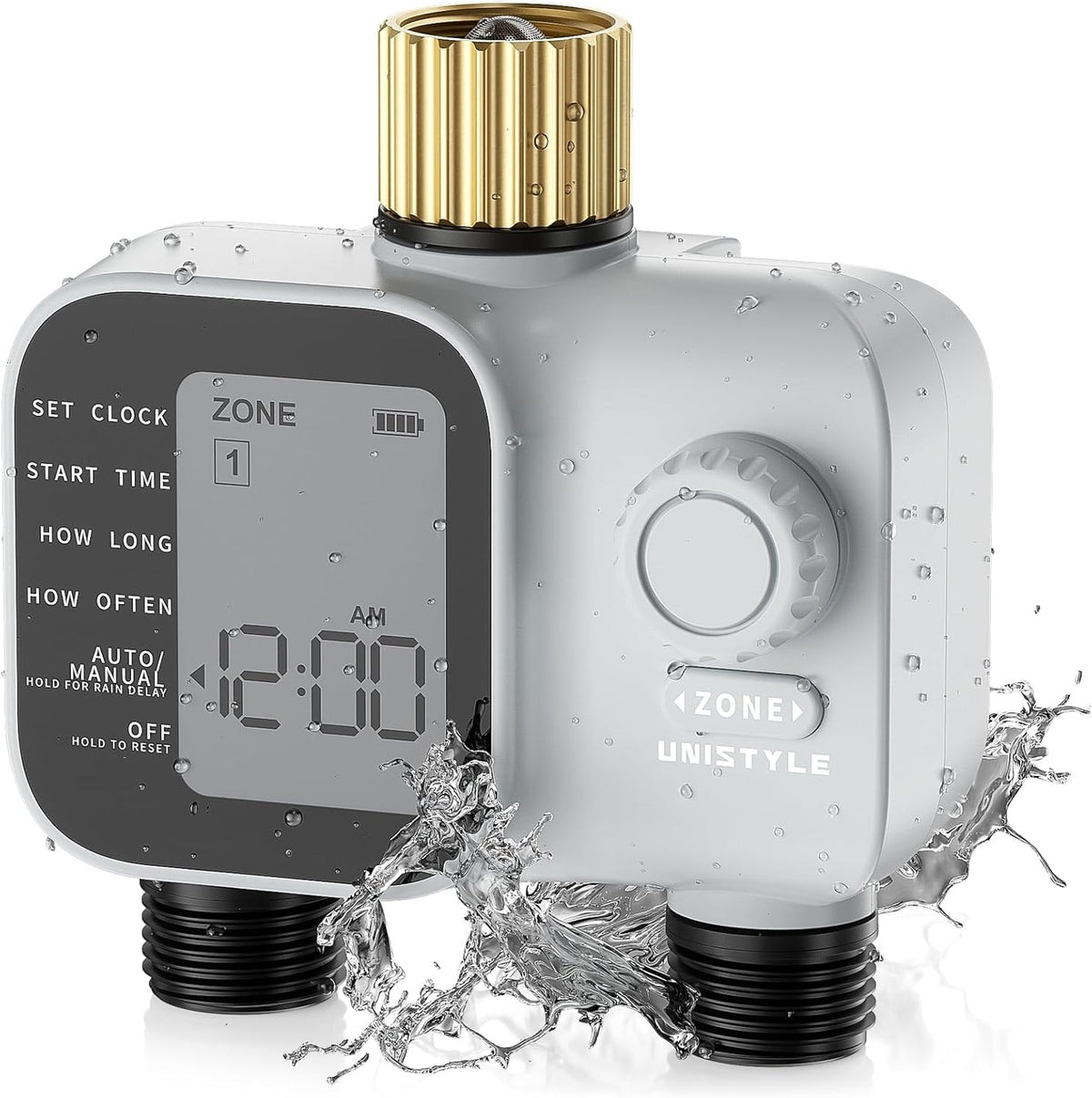 [All-New 2027] Heavy Duty Sprinkler Timer 2 Zone with Brass Inlet, Water Timer for Garden Hose with Rain Delay and Manual Water/Automatic Irrigation, Hose Timers Yard Lawn Patio