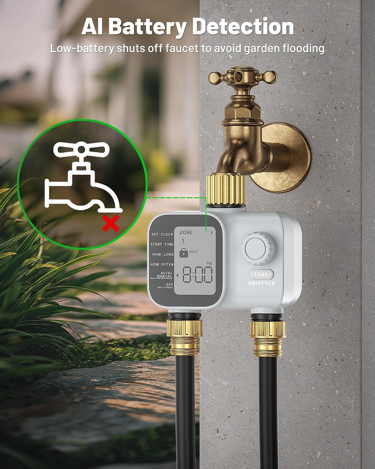 [All-New 2027] Heavy Duty Sprinkler Timer 2 Zone with Brass Inlet, Water Timer for Garden Hose with Rain Delay and Manual Water/Automatic Irrigation, Hose Timers Yard Lawn Patio
