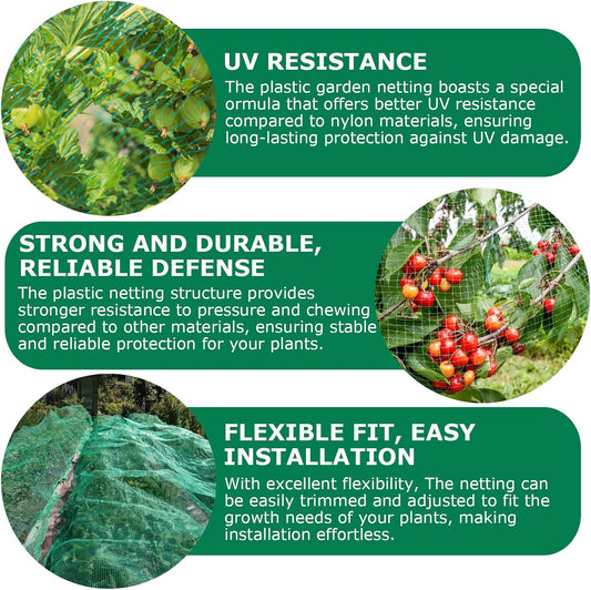 Bird Netting for Garden (13ft x 36ft) Garden Netting Pest Barrier,Cicada Netting Protect Fruit Trees Blueberry Bushes Vegetable Plant,Plastic Net for Garden Against Birds, Deer,Squirrels