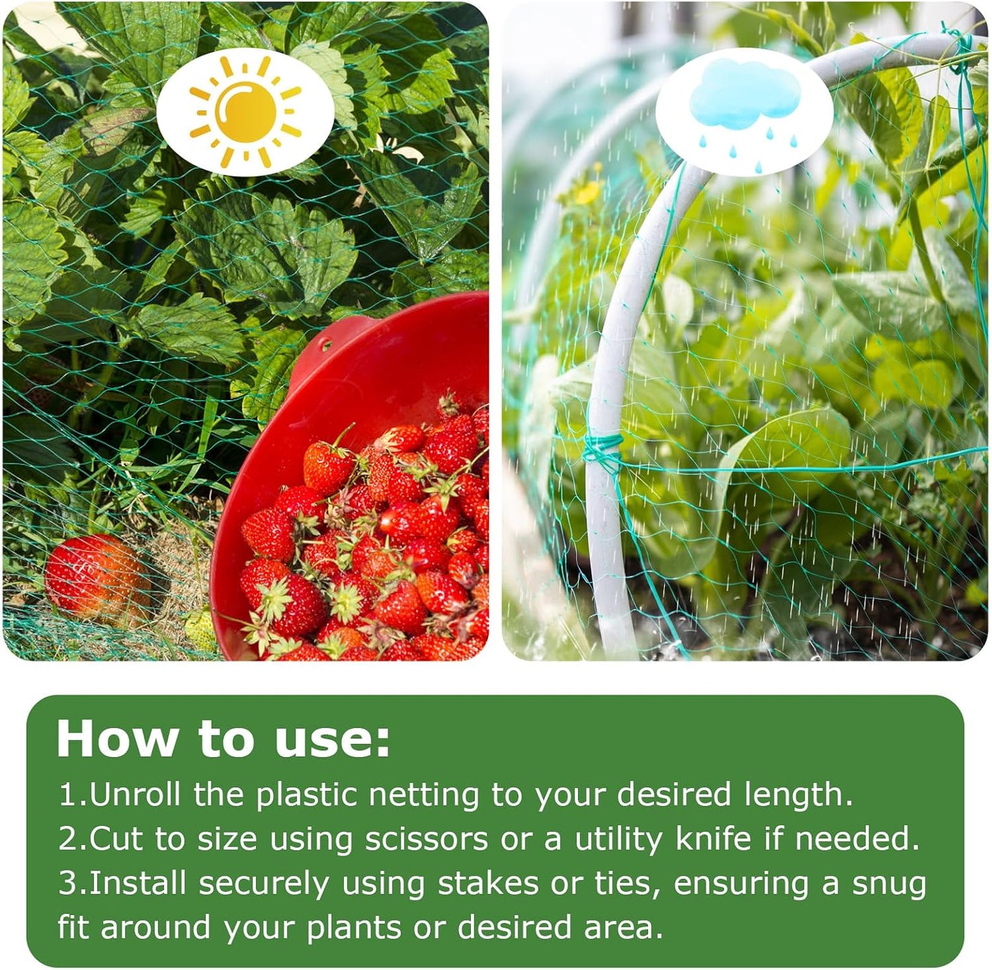 Bird Netting for Garden (13ft x 36ft) Garden Netting Pest Barrier,Cicada Netting Protect Fruit Trees Blueberry Bushes Vegetable Plant,Plastic Net for Garden Against Birds, Deer,Squirrels