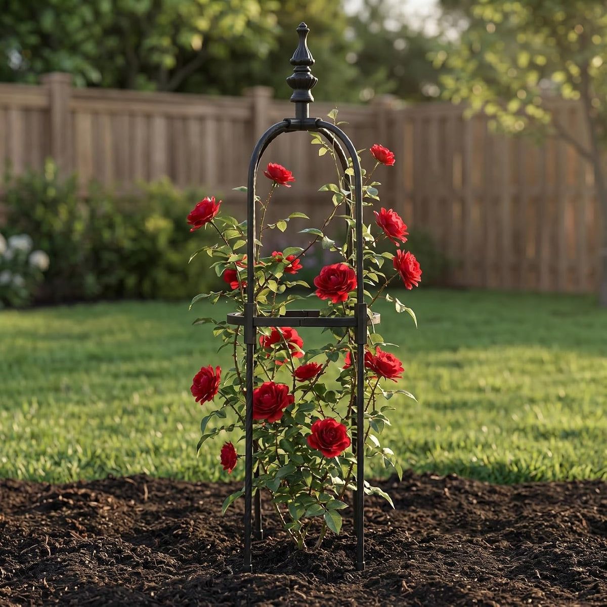 Metal Garden Trellis for Climbing Plants 8mm Outdoor Support Frame for Vines and Flowers Adjustable Height Garden Obelisk for Potted Plants for Tomatoes and Roses