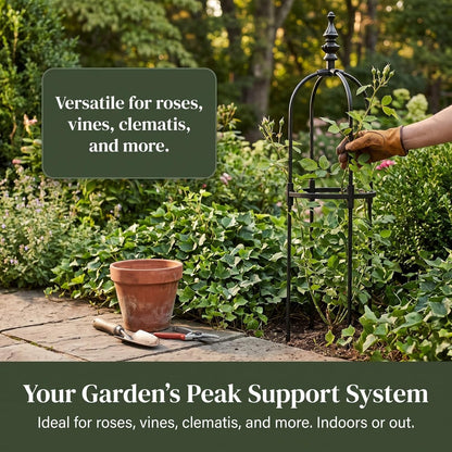 Metal Garden Trellis for Climbing Plants 8mm Outdoor Support Frame for Vines and Flowers Adjustable Height Garden Obelisk for Potted Plants for Tomatoes and Roses
