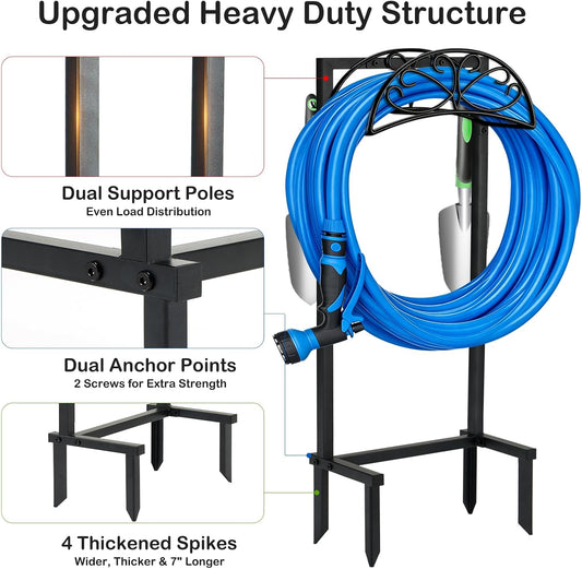 Heavy Duty Garden Hose Holder, 130 lbs Capacity, Anti-Tilt