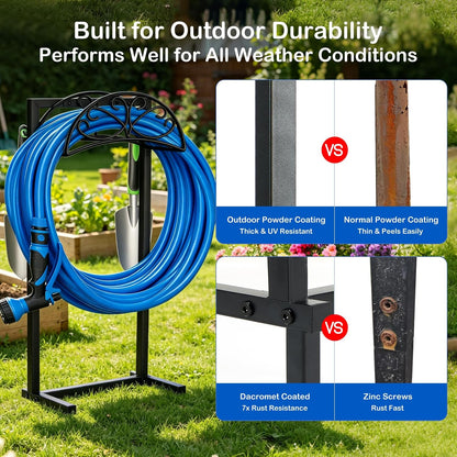 Heavy Duty Garden Hose Holder, 130 lbs Capacity, Anti-Tilt
