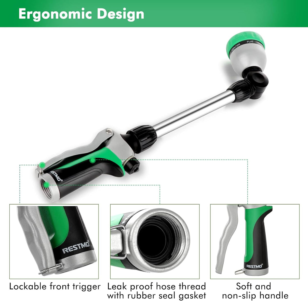 Heavy Duty Metal Watering Wand, Sprayer Nozzle for Garden Hose