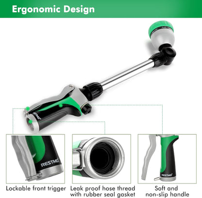 Heavy Duty Metal Watering Wand, Sprayer Nozzle for Garden Hose