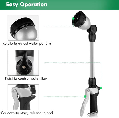 Heavy Duty Metal Watering Wand, Sprayer Nozzle for Garden Hose