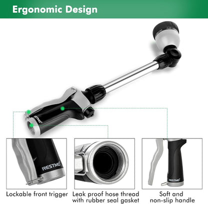 Heavy Duty Metal Watering Wand, Sprayer Nozzle for Garden Hose