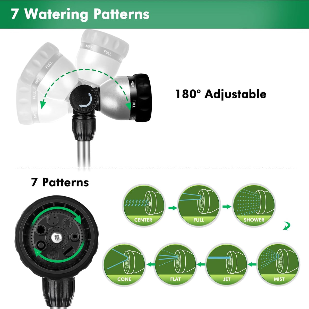 Heavy Duty Metal Watering Wand, Sprayer Nozzle for Garden Hose