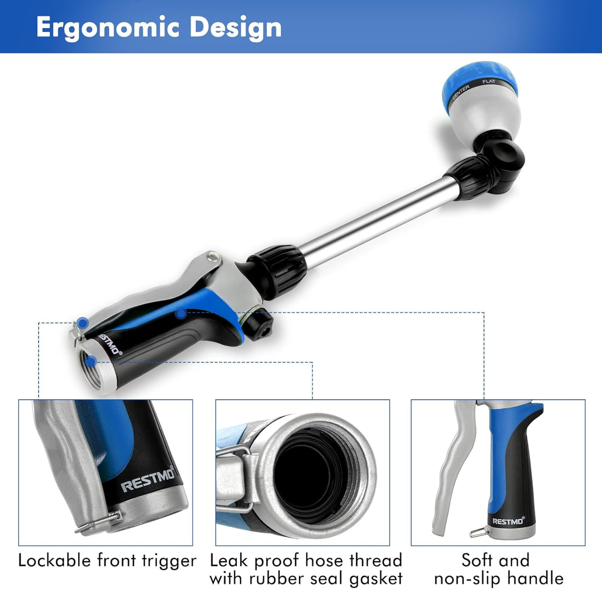 Heavy Duty Metal Watering Wand, Sprayer Nozzle for Garden Hose