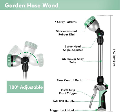 Heavy Duty Metal Watering Wand, Sprayer Nozzle for Garden Hose