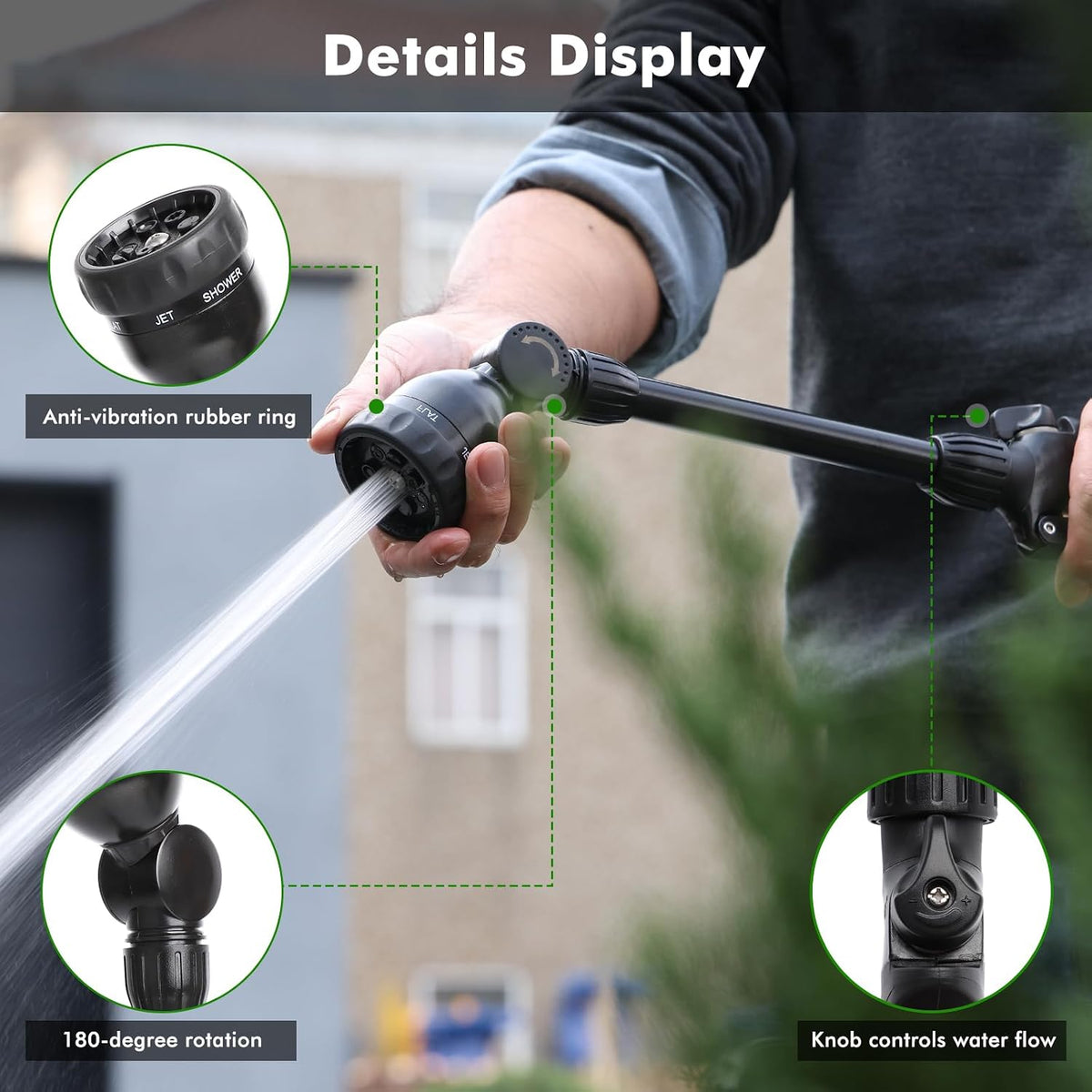 Heavy Duty Metal Watering Wand, Sprayer Nozzle for Garden Hose