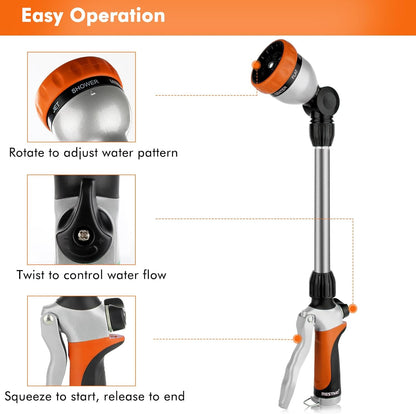 Heavy Duty Metal Watering Wand, Sprayer Nozzle for Garden Hose