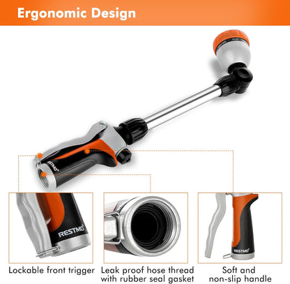 Heavy Duty Metal Watering Wand, Sprayer Nozzle for Garden Hose