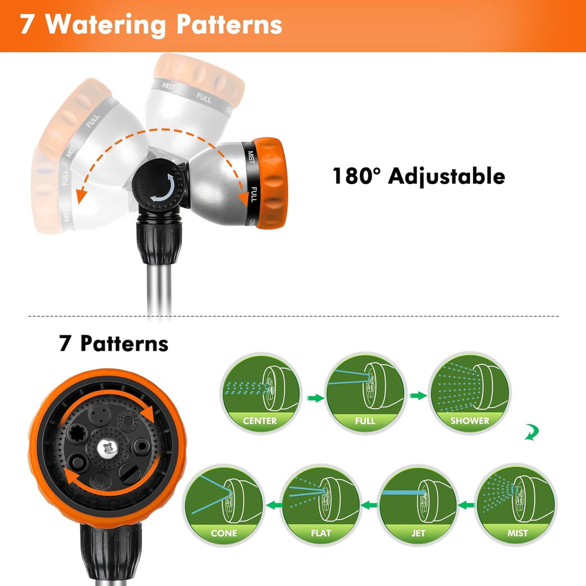 Heavy Duty Metal Watering Wand, Sprayer Nozzle for Garden Hose