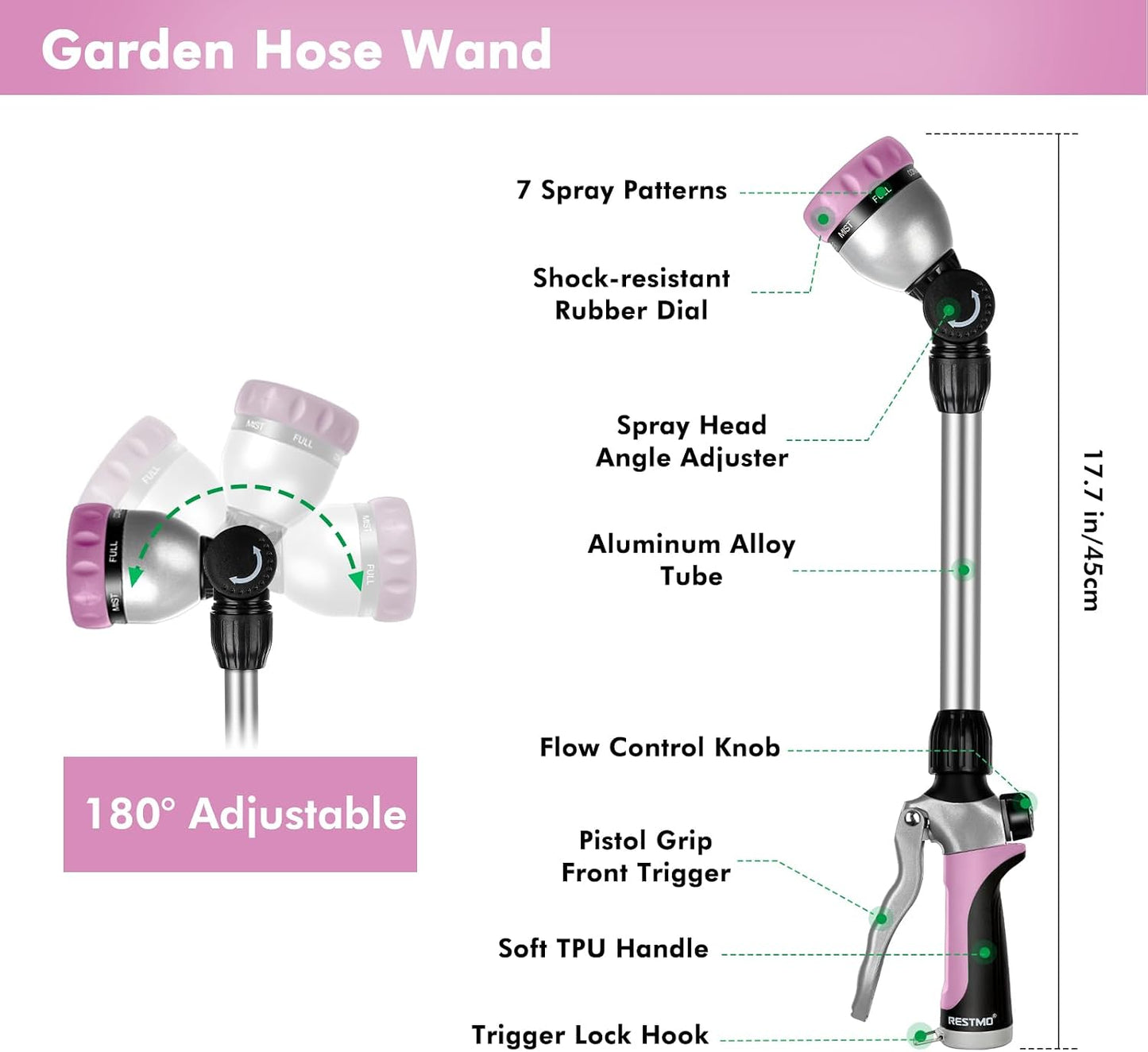 Heavy Duty Metal Watering Wand, Sprayer Nozzle for Garden Hose
