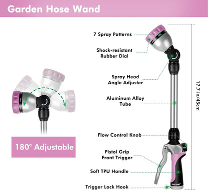Heavy Duty Metal Watering Wand, Sprayer Nozzle for Garden Hose