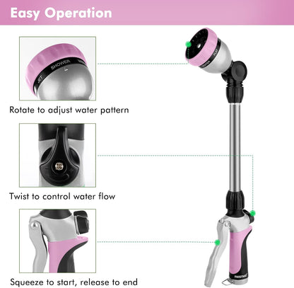 Heavy Duty Metal Watering Wand, Sprayer Nozzle for Garden Hose
