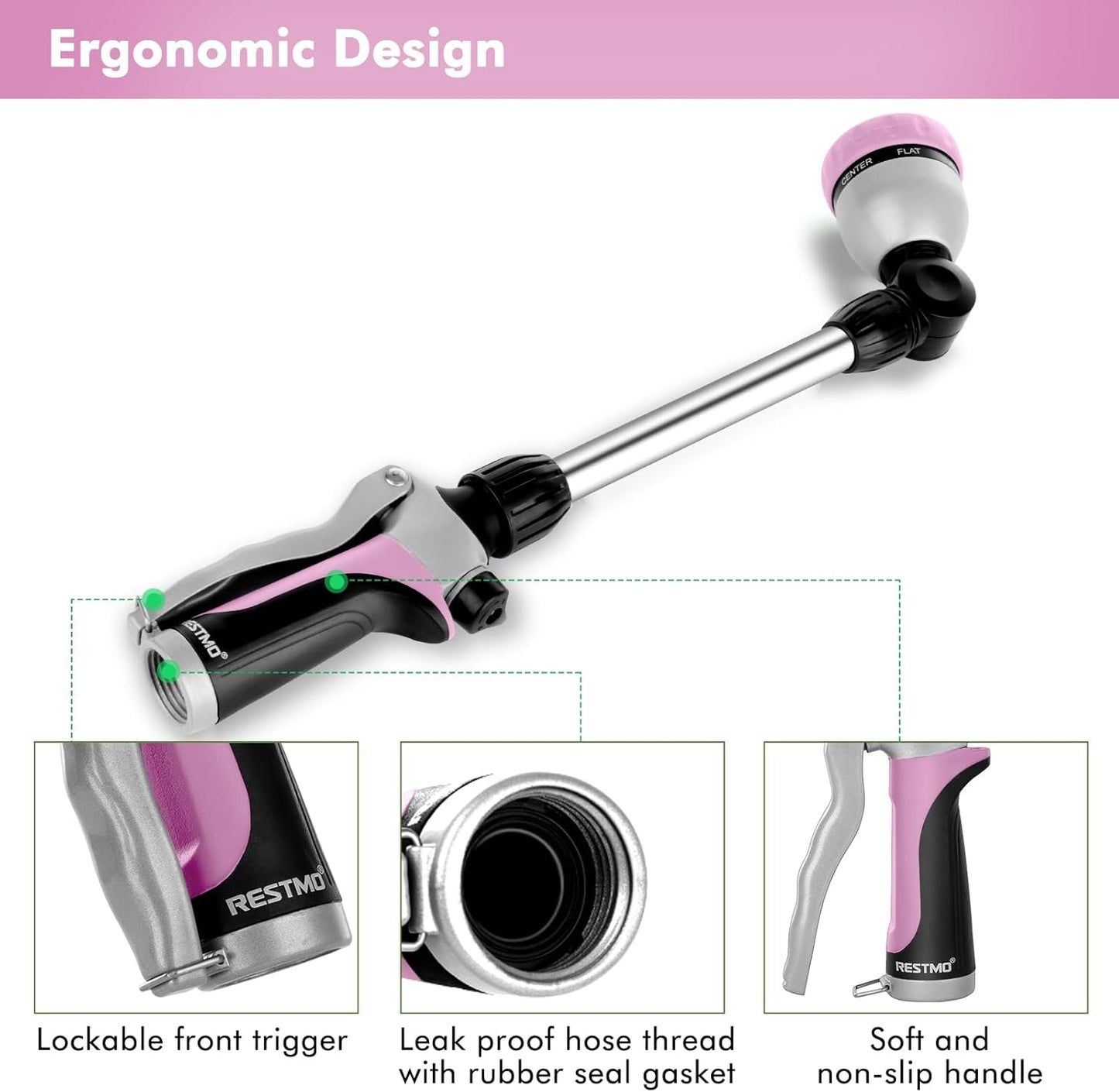 Heavy Duty Metal Watering Wand, Sprayer Nozzle for Garden Hose