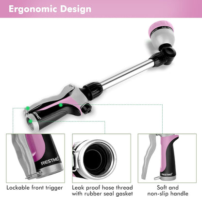 Heavy Duty Metal Watering Wand, Sprayer Nozzle for Garden Hose