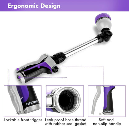 Heavy Duty Metal Watering Wand, Sprayer Nozzle for Garden Hose