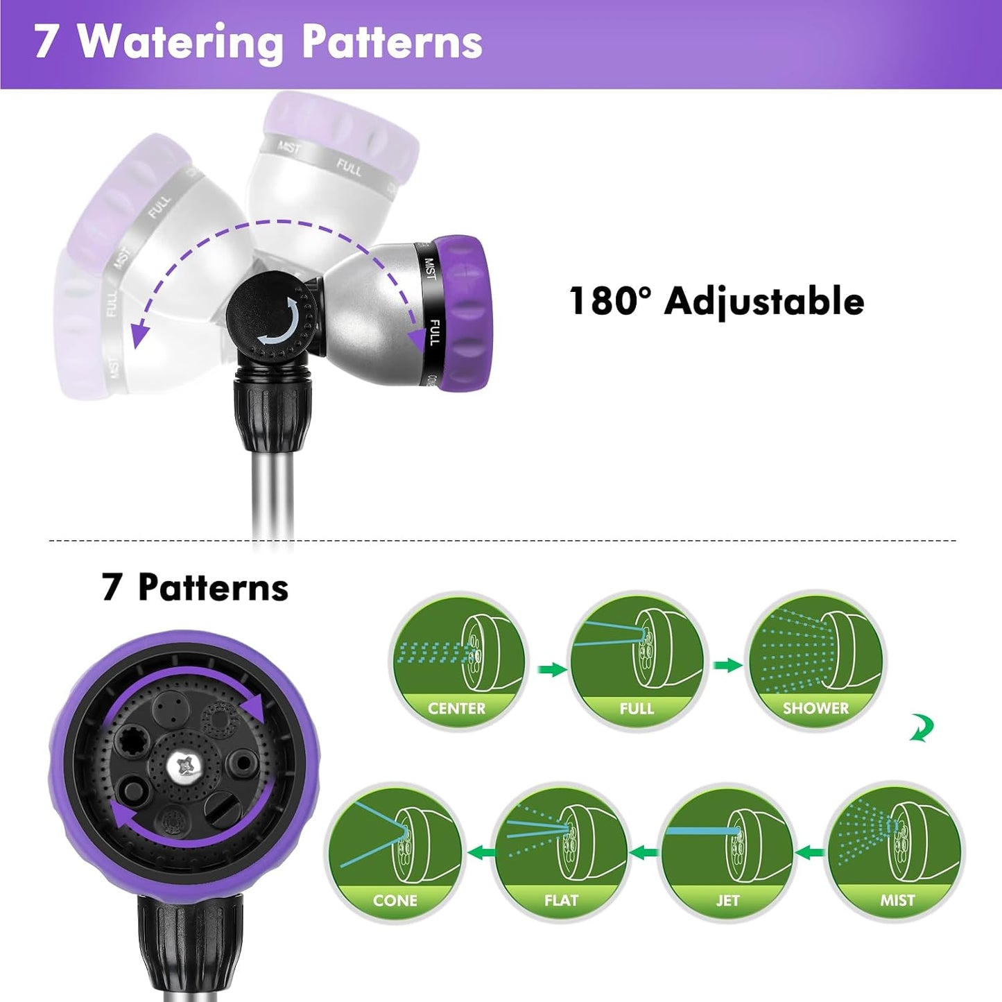 Heavy Duty Metal Watering Wand, Sprayer Nozzle for Garden Hose