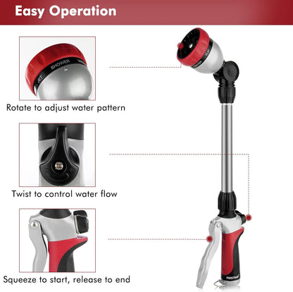 Heavy Duty Metal Watering Wand, Sprayer Nozzle for Garden Hose