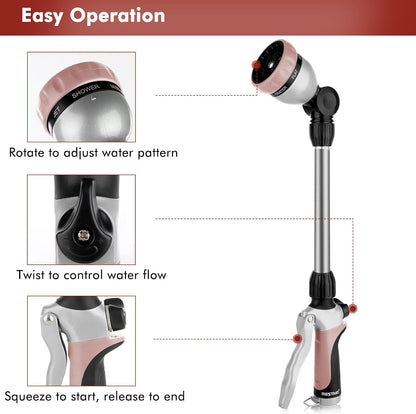 Heavy Duty Metal Watering Wand, Sprayer Nozzle for Garden Hose
