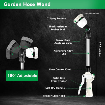 Heavy Duty Metal Watering Wand, Sprayer Nozzle for Garden Hose