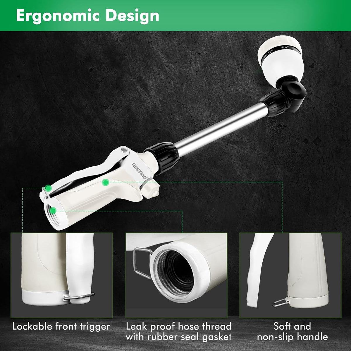 Heavy Duty Metal Watering Wand, Sprayer Nozzle for Garden Hose