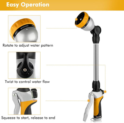 Heavy Duty Metal Watering Wand, Sprayer Nozzle for Garden Hose