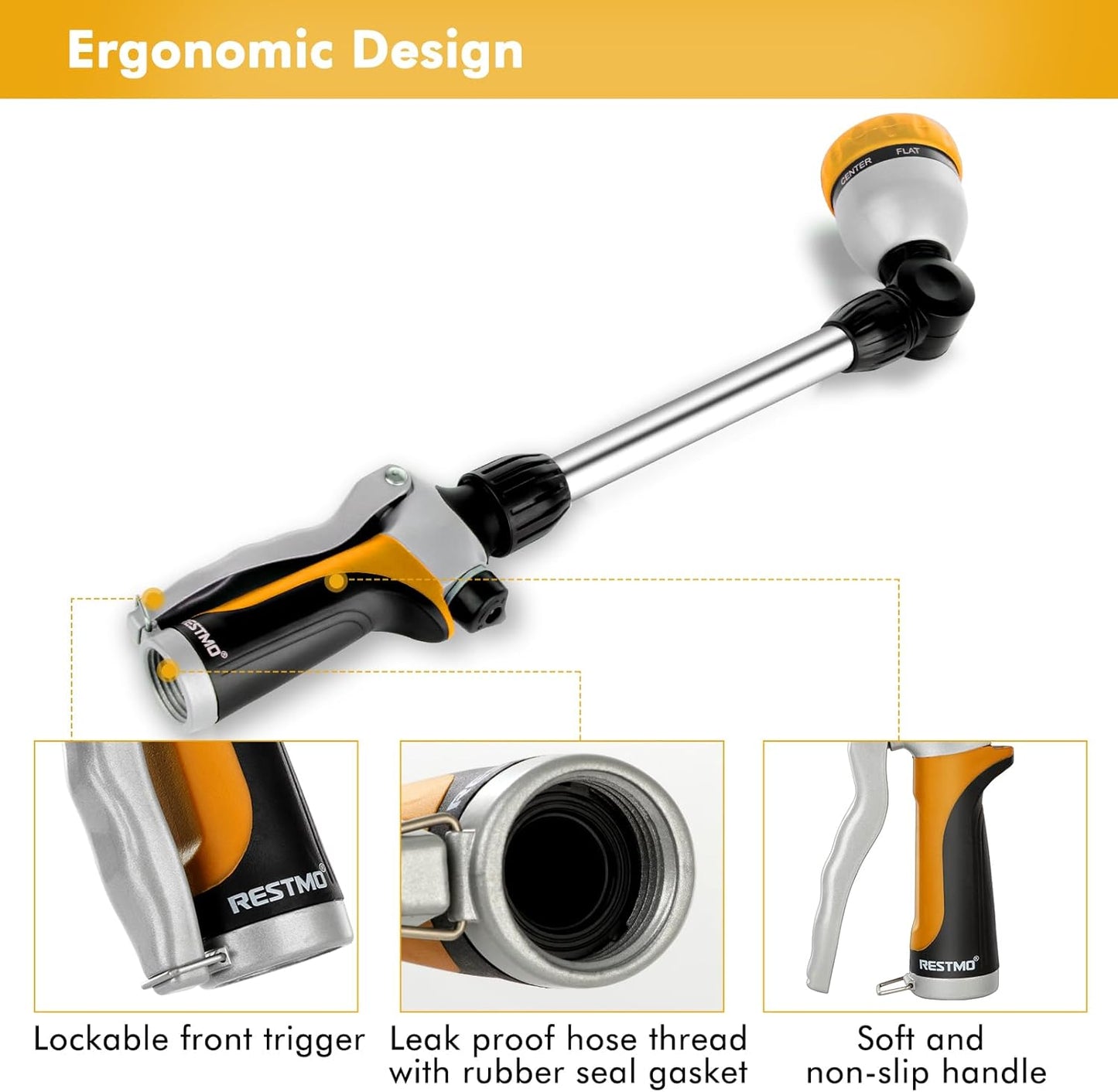 Heavy Duty Metal Watering Wand, Sprayer Nozzle for Garden Hose