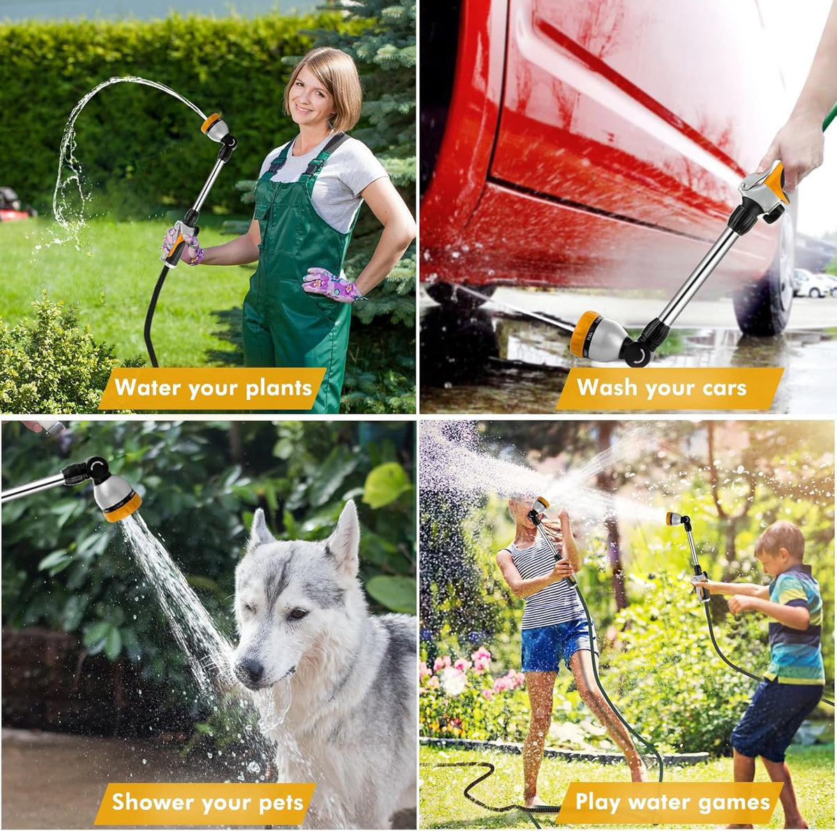 Heavy Duty Metal Watering Wand, Sprayer Nozzle for Garden Hose